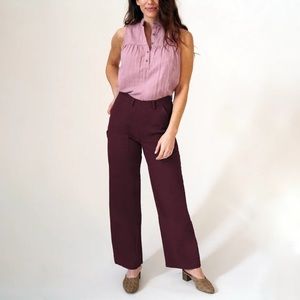 WAYF Nwt Burgundy Cropped Trouser Pants Size XS